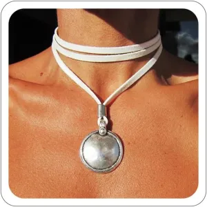 Turquoise Choker Necklace for Women,Bohemian Leather Necklace Boho Brown Suede Leather Necklaces Boho Wrap Necklaces Jewelry