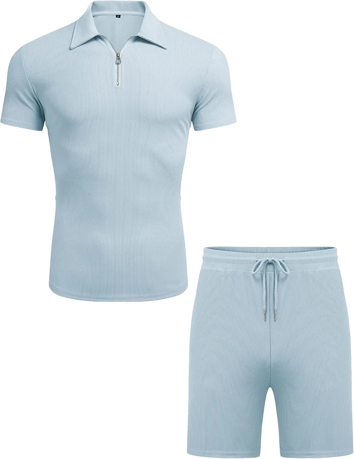 URRU Men's Polo Shirt and Shorts Set Summer Outfits Casual Short Sleeve Polo Suit for Men 2 Piece Shorts Tracksuit Set