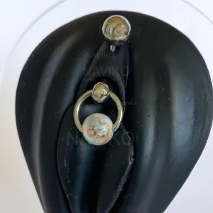 Vch Jewelry Vertical Hood - Vch Piercing Jewelry for Women - Vch Jewelry Curved Barbell - Piercing Multi Color Glass Ball Door Knocker Hood Piercing Jewelry