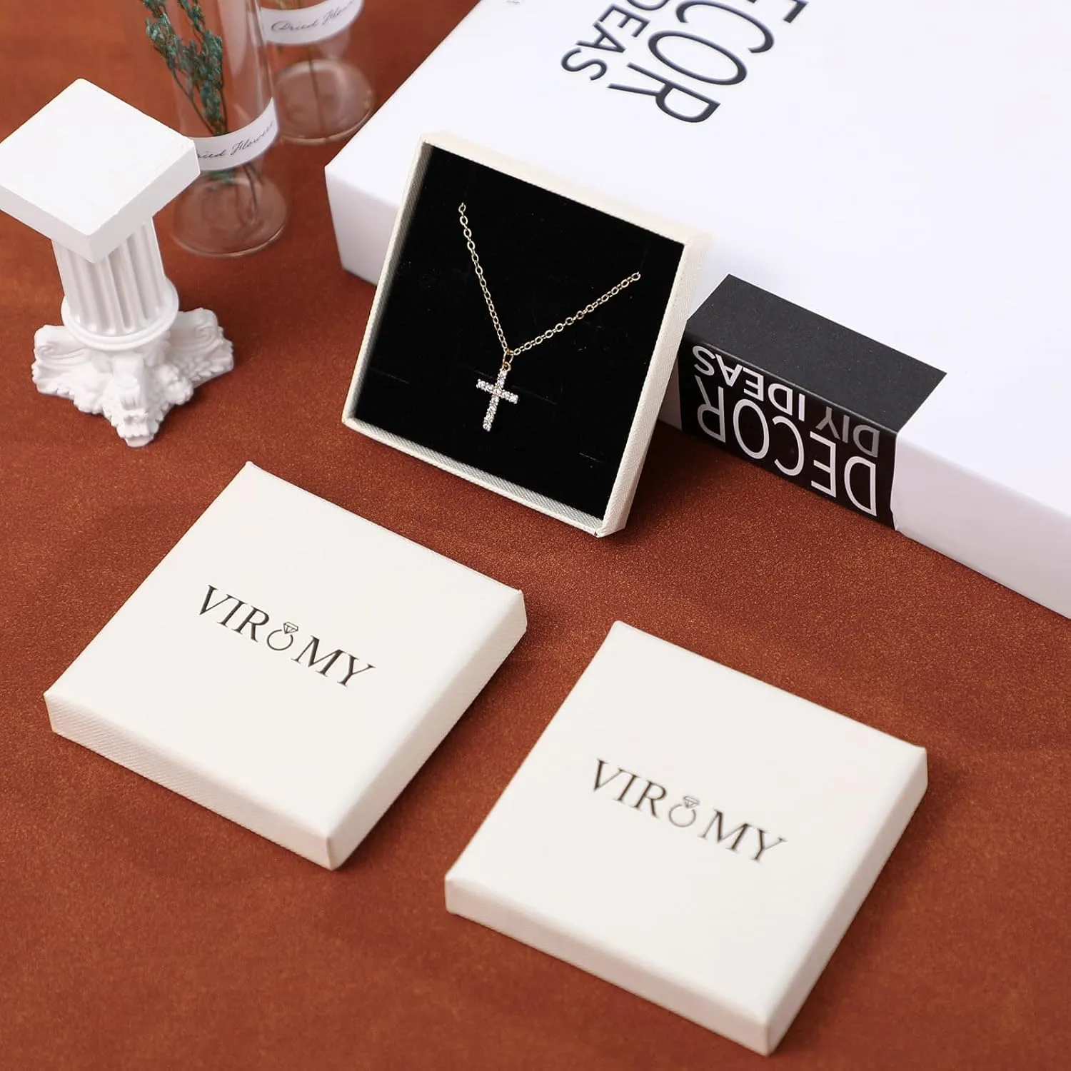 VIROMY Diamond Necklaces for Women 14k Gold Plated Dainty Gold Necklace Silver Necklace for Women Simple Gold Paperclip Choker Necklaces for Women Trendy Women CZ Chain Necklace Layered Necklaces
