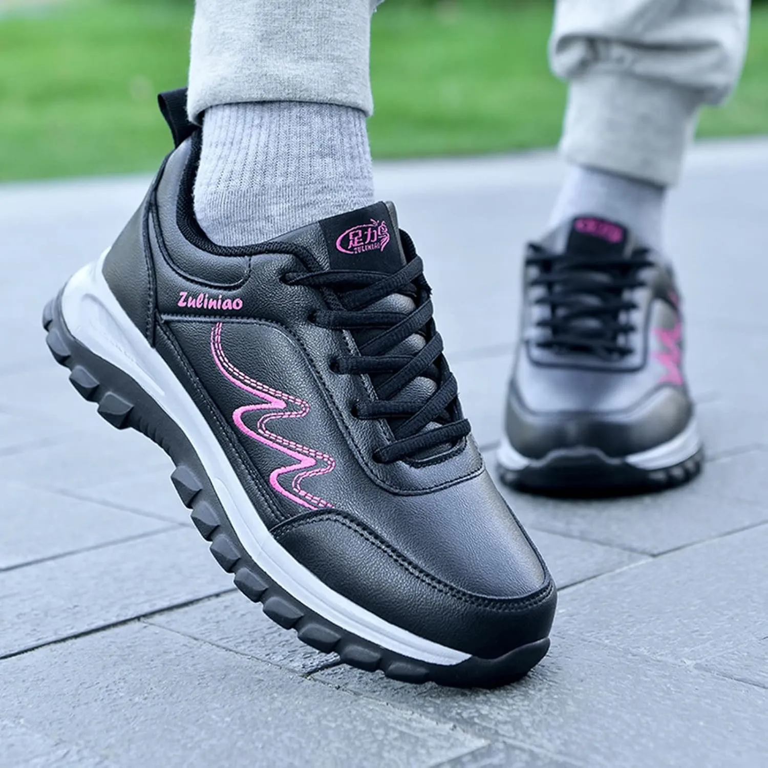 Walking Shoes for Women Casual Slip On Sneakers Women Comfortable Lightweight Flat Non Slip Lace Up Sports Shoes