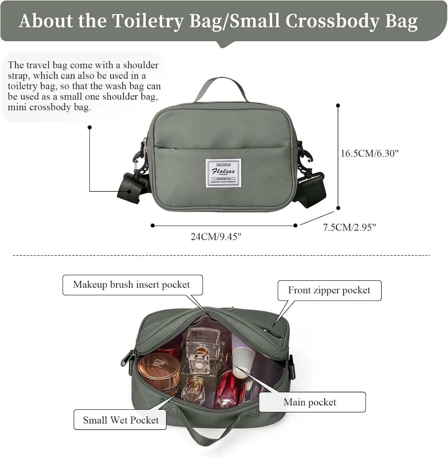 Weekender Bags for Women,Overnight Travel Duffel Bag with Shoes Compartment& Toiletry Bag,Extra Large(Olive Green)