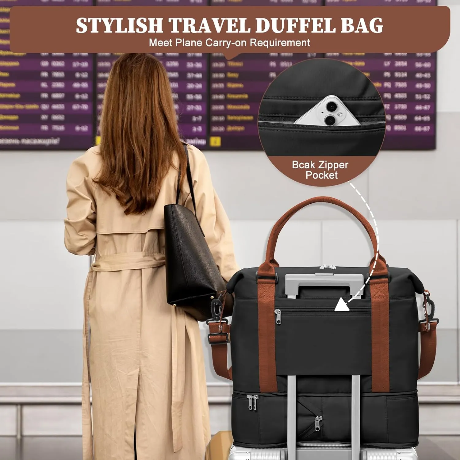 Weekender Bags for Women,Personal Item Travel Bag,Overnight Travel Duffel Bag with Expandable Shoes Compartment & Wet Pocket