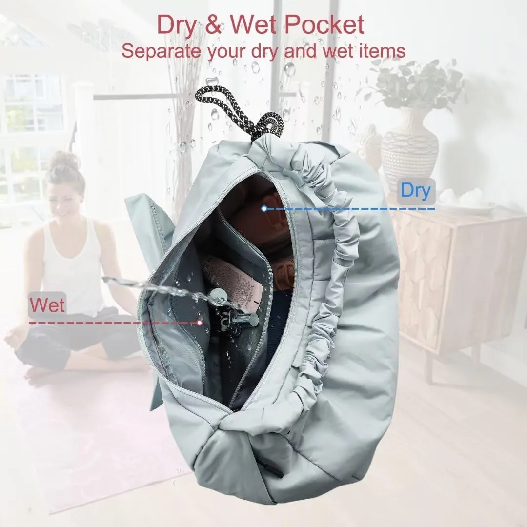WOLT Gym Bag For Women, Yoga Mat Bag with Shoes Compartment, Wet Pocket and Water Bottle Pocket