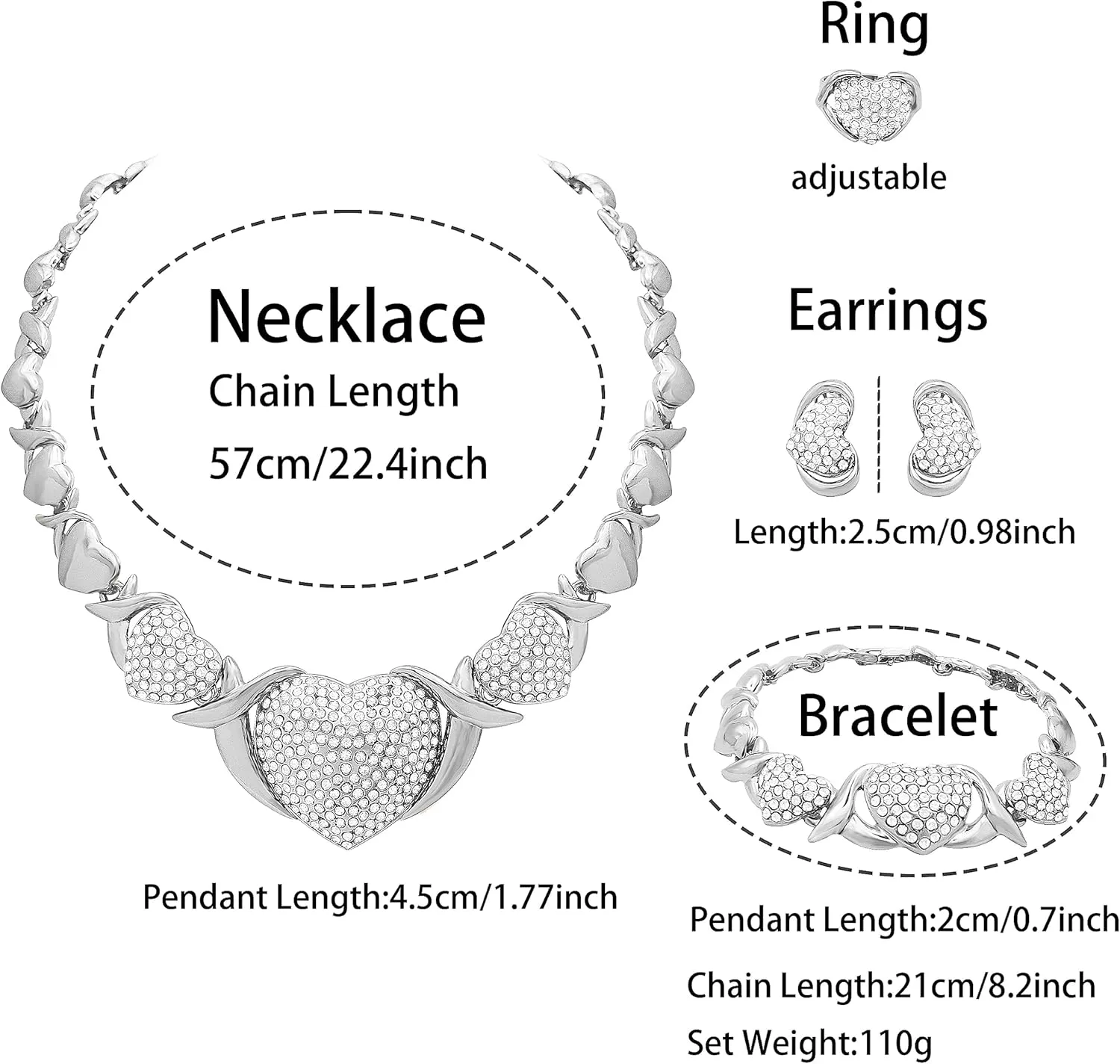Woman Jewelry Sets Gold Jewelry Sets XOXO Women's Gold Jewelry Fashion Jewelry Necklaces Earrings Woman Accessories Bracelets Jewelry Gifts Love Necklaces