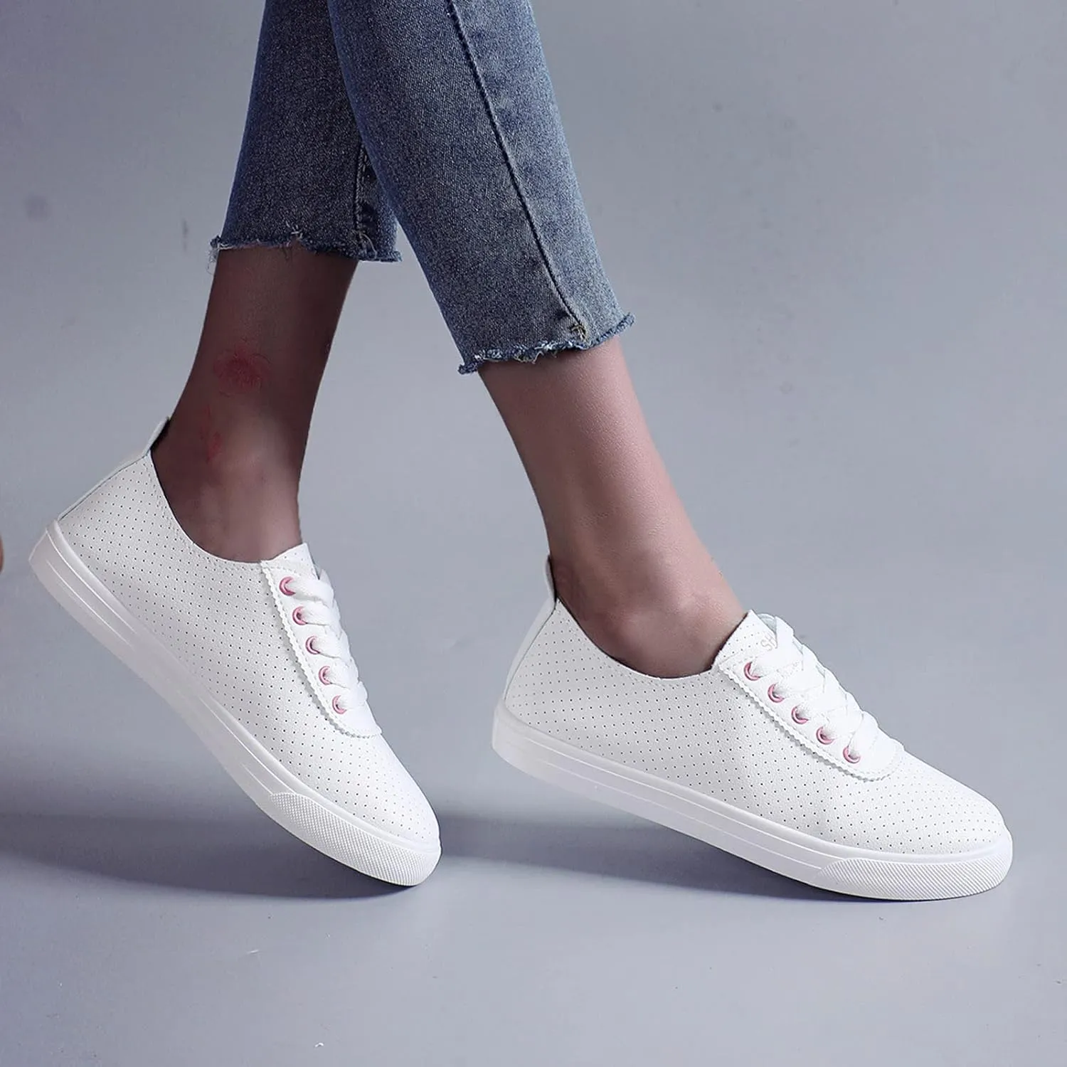 Women Casual Shoes New Pattern Spring and Summer Fashion Lace Up Flat Casual Comfortable Non Mens Casual Walking Shoes