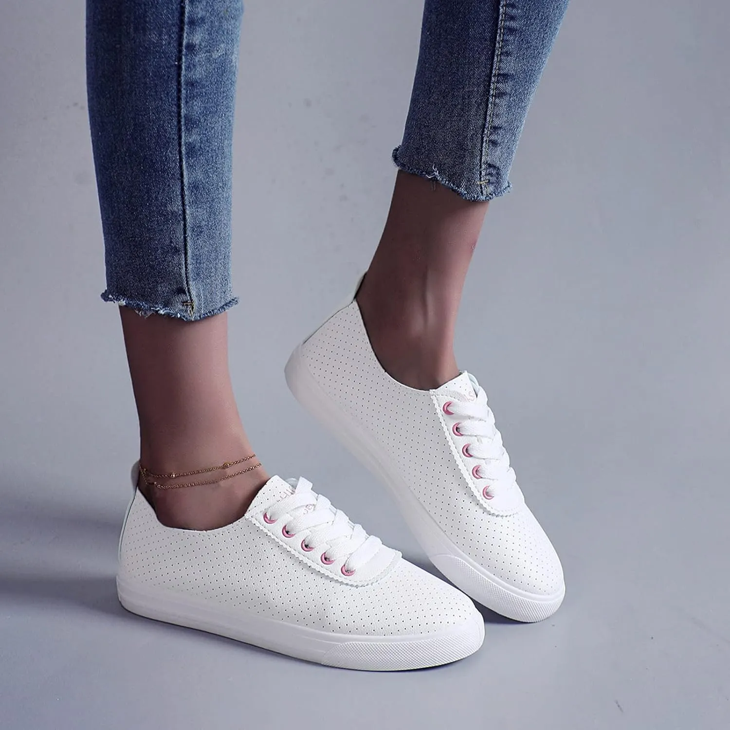 Women Casual Shoes New Pattern Spring and Summer Fashion Lace Up Flat Casual Comfortable Non Mens Casual Walking Shoes