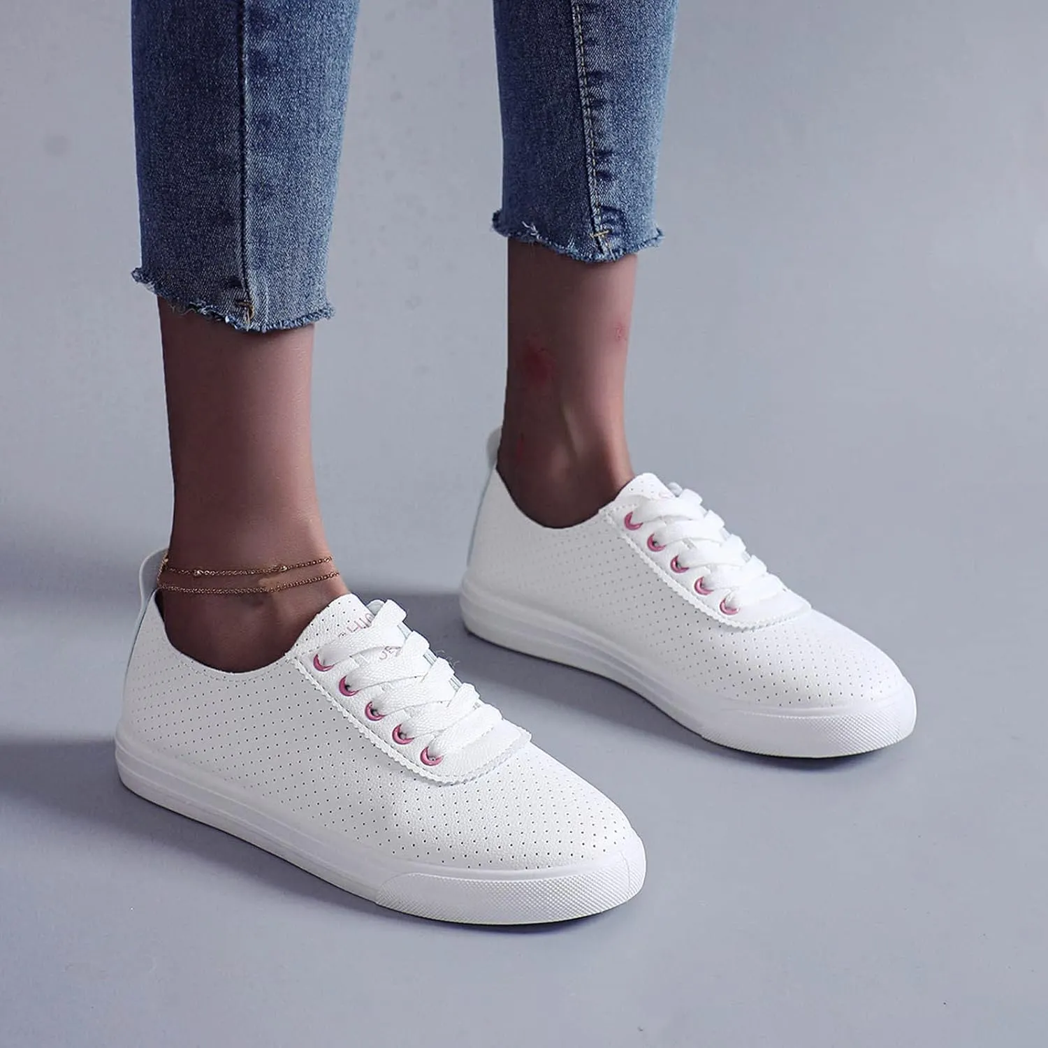 Women Casual Shoes New Pattern Spring and Summer Fashion Lace Up Flat Casual Comfortable Non Mens Casual Walking Shoes