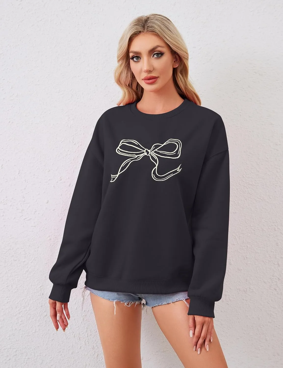 Women Fall Crewneck Sweatshirts Oversized Graphic Sweatshirts Y2K Pullover Aesthetic Cute Sweatshirts for Teen Girls