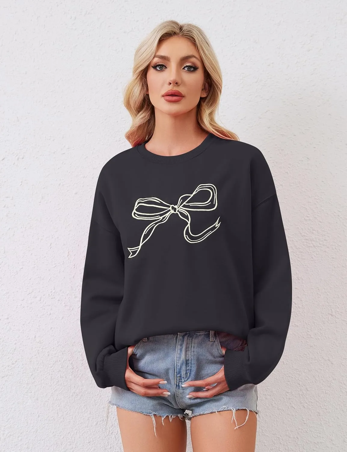 Women Fall Crewneck Sweatshirts Oversized Graphic Sweatshirts Y2K Pullover Aesthetic Cute Sweatshirts for Teen Girls