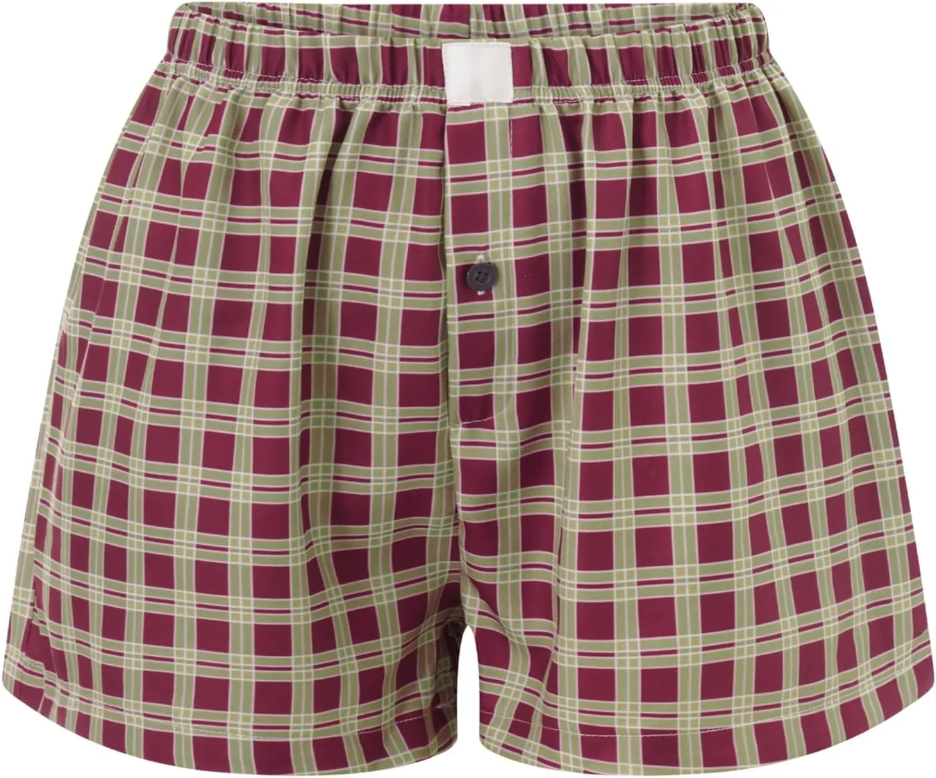 Women Gingham Boxer Shorts Y2k Cute Stripes Plaid Button Elastic Waist Lounge Boxers
