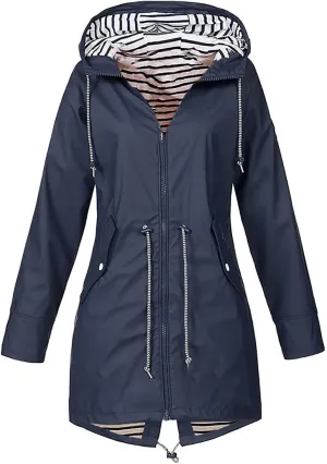 Women Raincoats Waterproof Long Hooded Trench Coats Fashion Casual Windbreaker Travel Jacket With Pockets