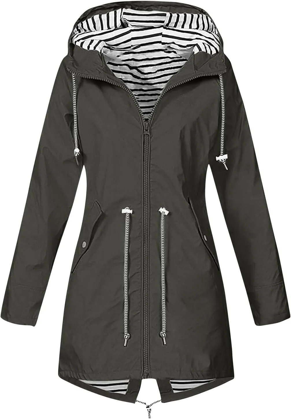 Women Raincoats Waterproof Long Hooded Trench Coats Fashion Casual Windbreaker Travel Jacket With Pockets