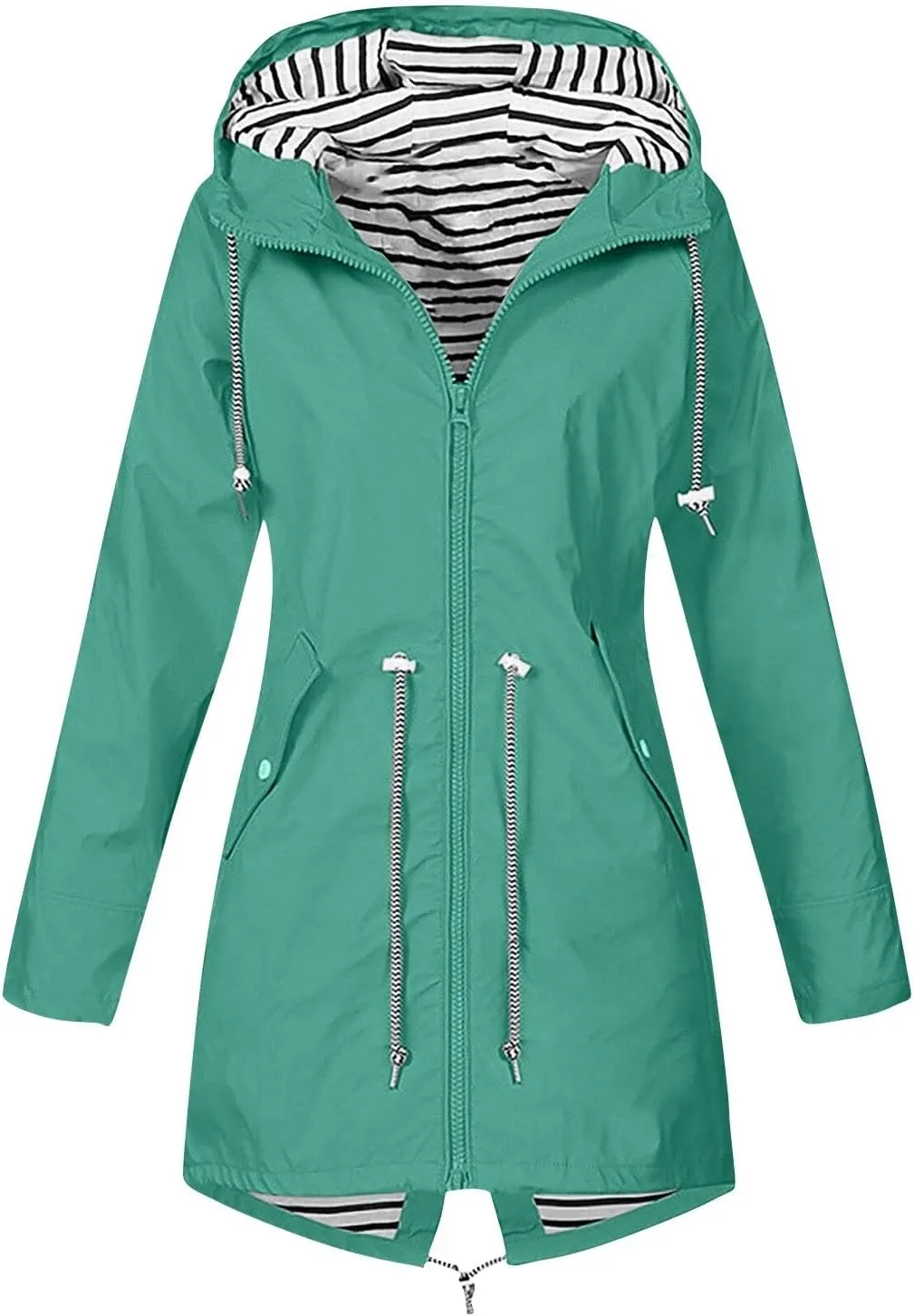 Women Raincoats Waterproof Long Hooded Trench Coats Fashion Casual Windbreaker Travel Jacket With Pockets