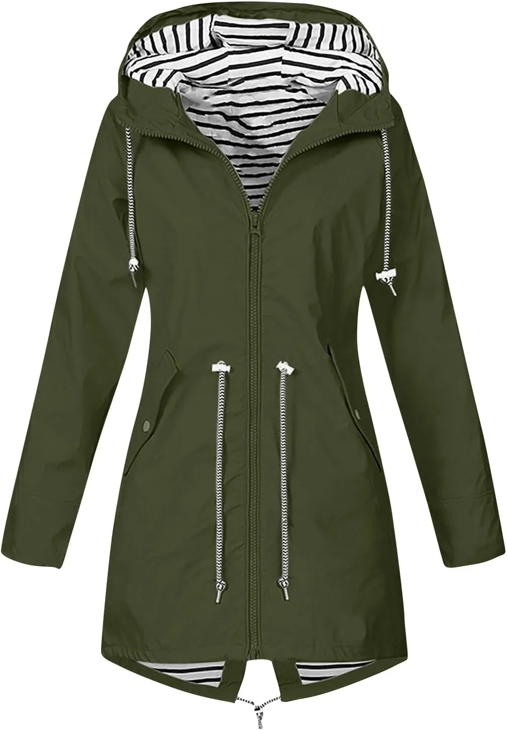 Women Raincoats Waterproof Long Hooded Trench Coats Fashion Casual Windbreaker Travel Jacket With Pockets