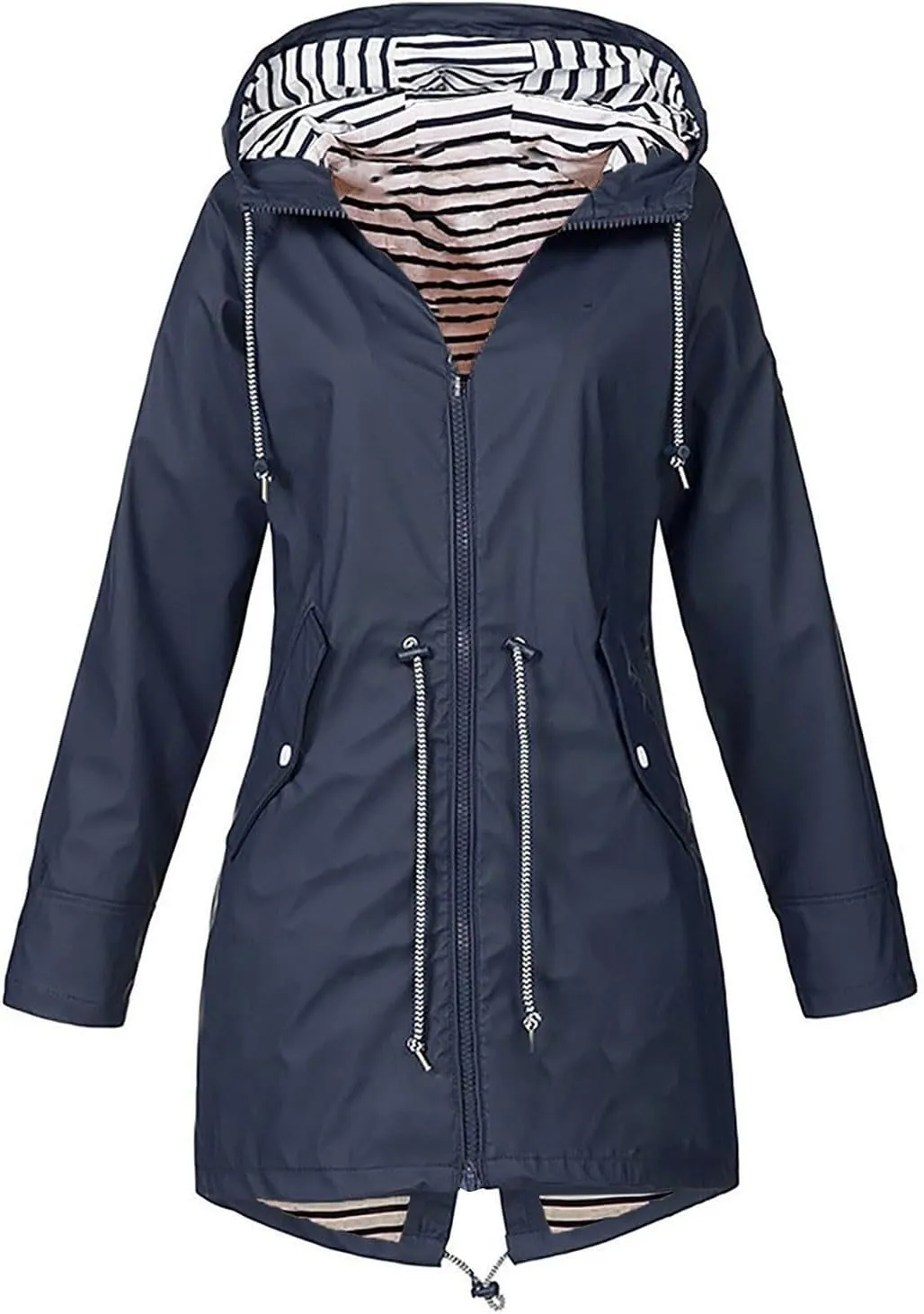 Women Raincoats Waterproof Long Hooded Trench Coats Fashion Casual Windbreaker Travel Jacket With Pockets