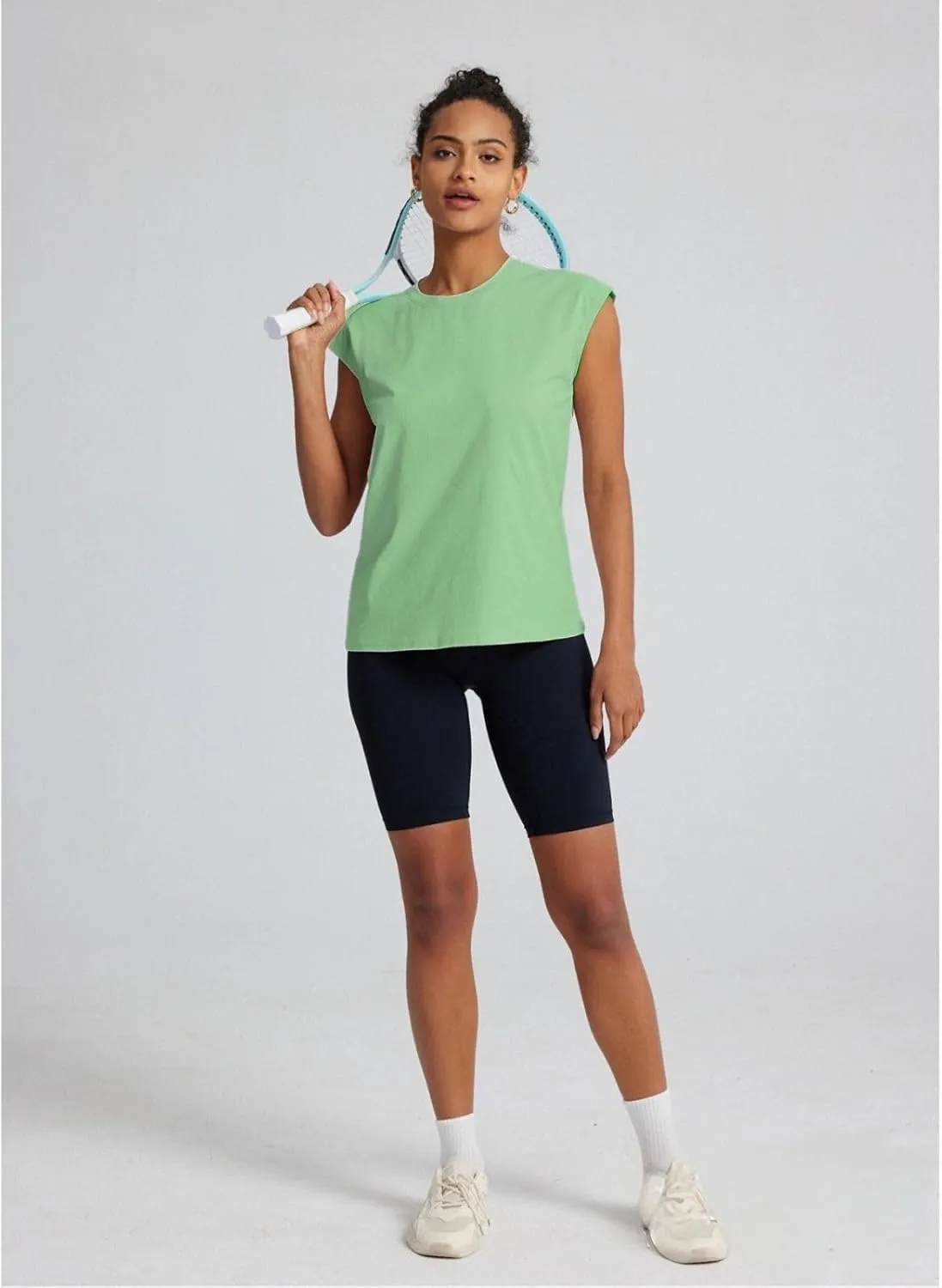 Women's Athletic Shirts Moisture Wicking Tennis Tops Exercise Gym Workout Tee Cap Sleeve