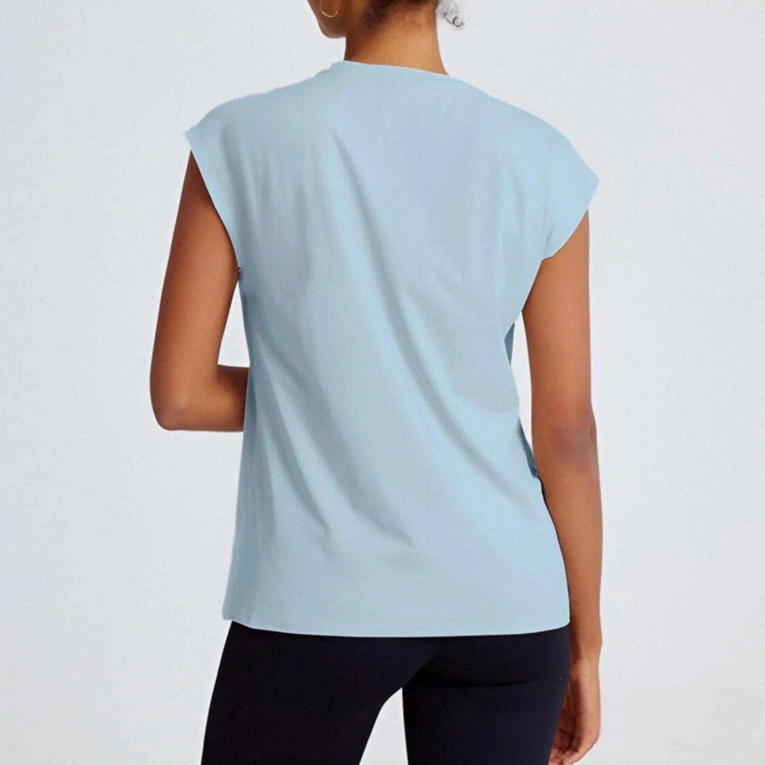 Women's Athletic Shirts Moisture Wicking Tennis Tops Exercise Gym Workout Tee Cap Sleeve