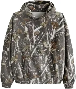 Womens Camo Hoodies Oversized Maple Leaf Print Sweatshirts Fleece Casual Long Sleeve Pullover Sweaters with Pockets