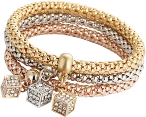 Womens Christmas Jewelry Rose Gold Set Gold Bangle Bracelet Rhinestone Women Jewelry Charm Bracelets Wedding Jewelry
