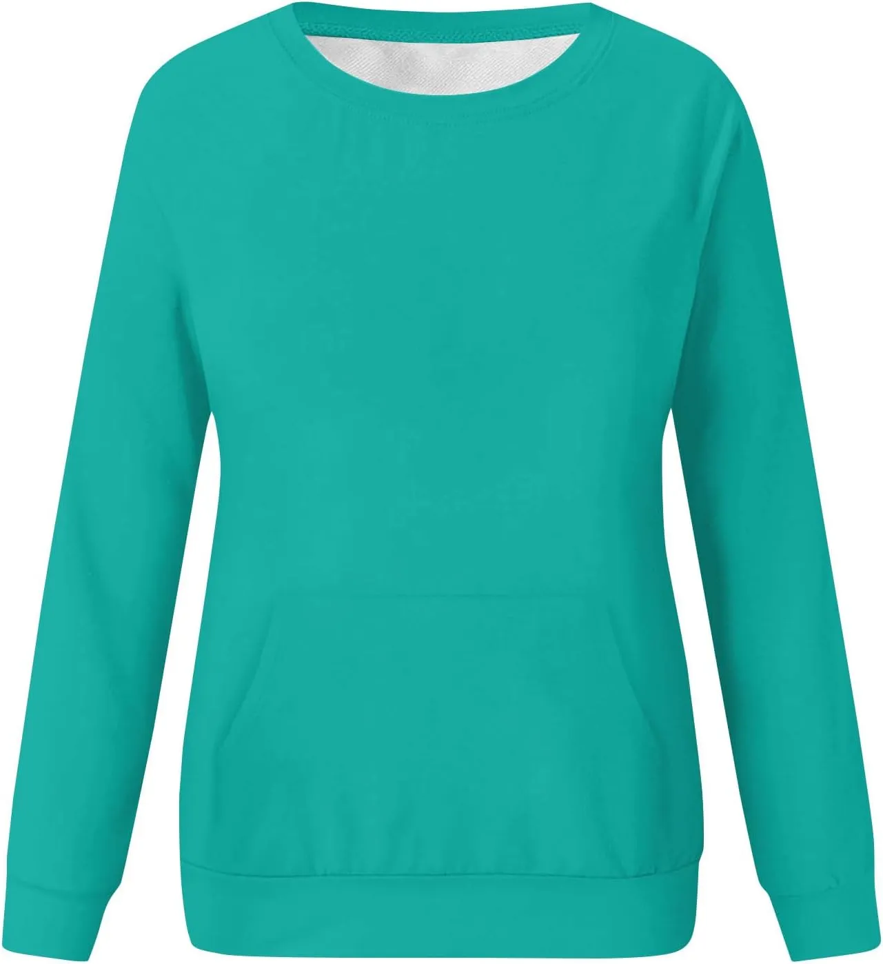Womens Crewneck Sweatshirt with Pockets Long Sleeve Tunic Tops Oversized Pullover Sweater Cute Hoodies for Teen Girls