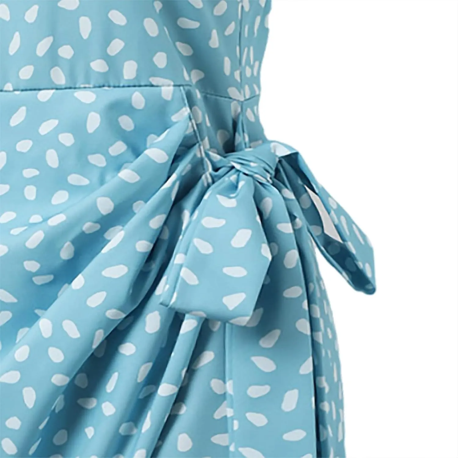 Women's Dot Print Halter Dress 2025 Spring Summer Tie Waist Casual Dresses Zipper Back Elegant Wedding Guest Clothes