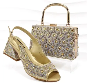 Womens Italian Wedding Shoes Set 2025 Bridal Pumps and Matching Bag Rhinestone Party Evening Clutch Purse Bag