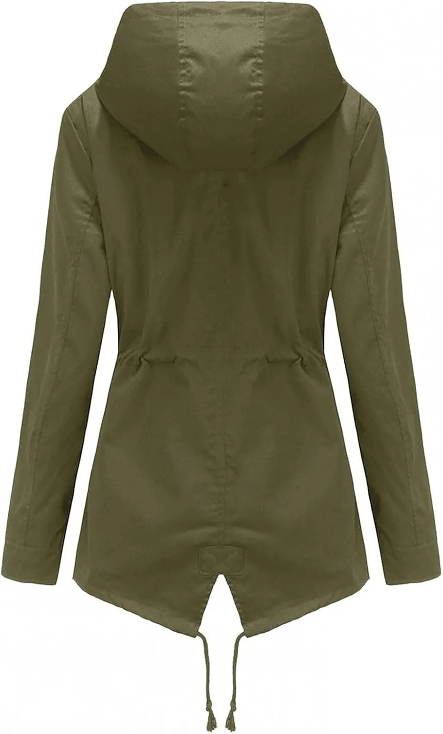 Women's Ligtweight Jackets Anorak Utility Drawstring Waist Hoodie Zip Up Fall Casual Trench Coat with Pockets