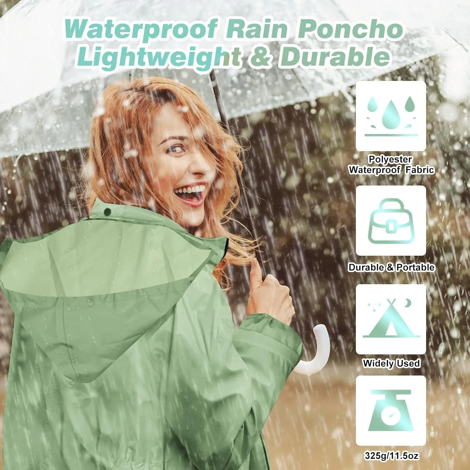 Womens Long Raincoats Waterproof Rain Jacket Lightweight Breathable Hooded Windbreaker