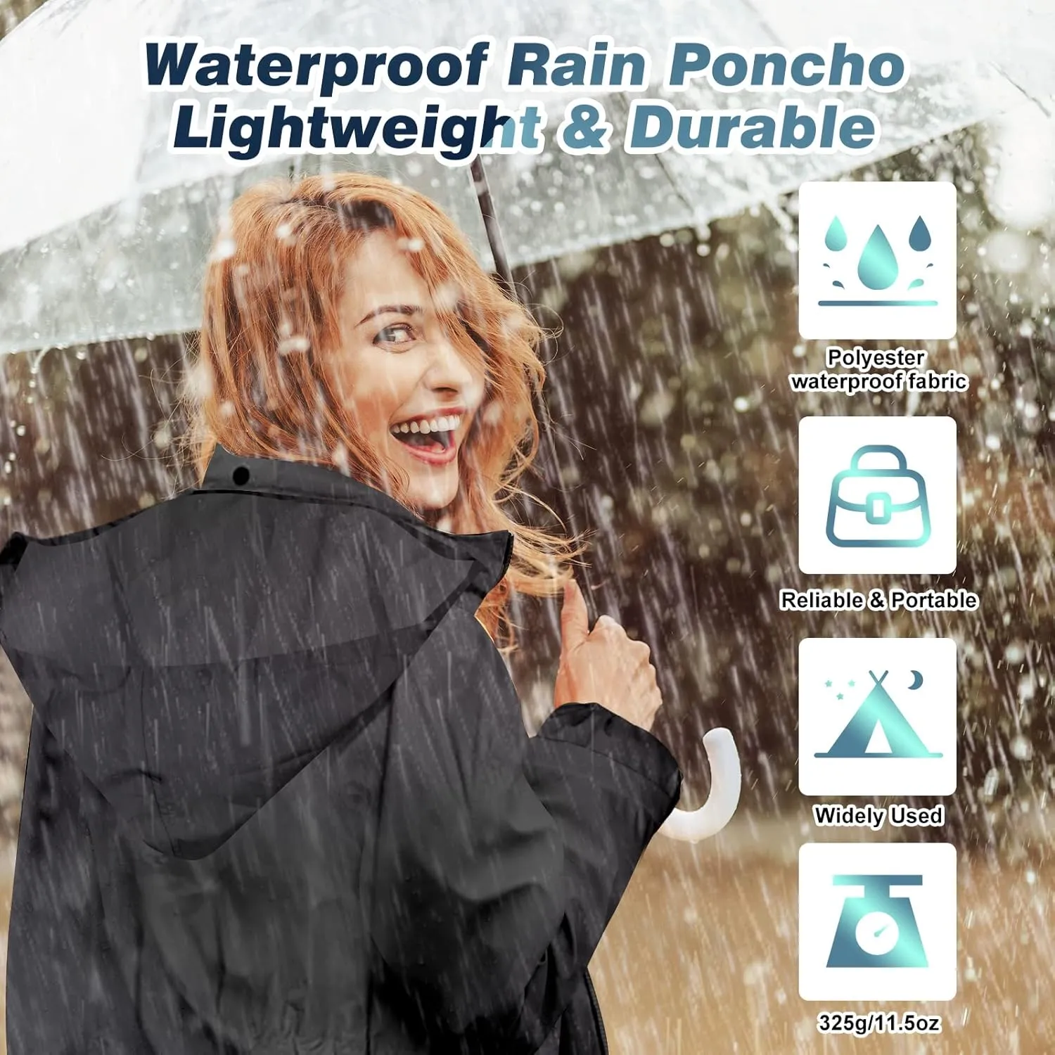 Womens Long Raincoats Waterproof Rain Jacket Lightweight Breathable Hooded Windbreaker