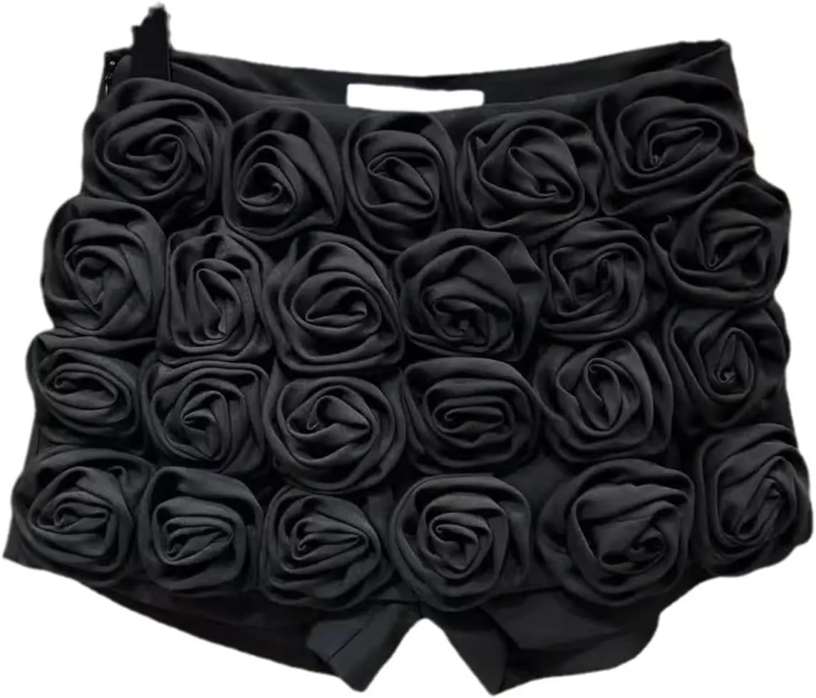 Women's Maxi Skirts 3D Flowers Slim Shorts High Waist Wrap Hip Female Mini Skirts A Line Party Dress
