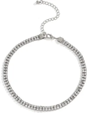 Womens Necklaces Layered, Layered Necklace for Women Row Drill Geometric Chain Choker-Necklaces Women Jewelry, 1 Piece