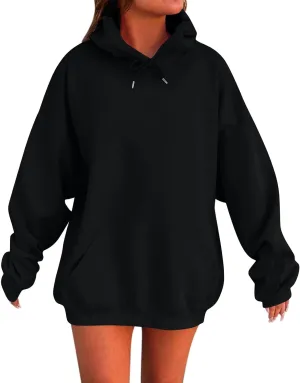 Womens Oversized Hoodies Casual Long Sleeve Sweatshirts Pullover Lightweight Soild Color Drawstring Sweatshirt Tops