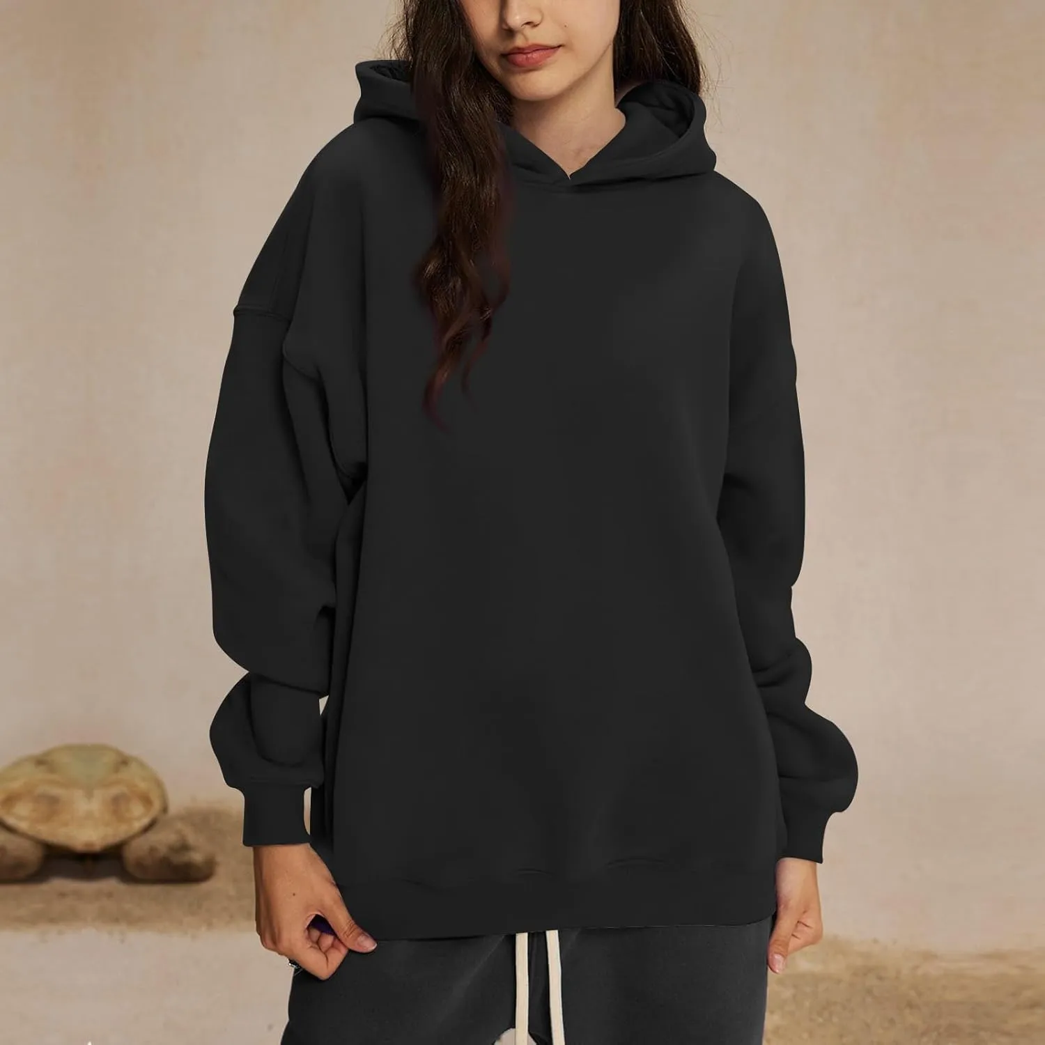 Womens Oversized Hoodies Pullover Comfy Fleece Lined Hooded Sweatshirts Drop Shoulder Winter Sweaters Y2k Hoodie