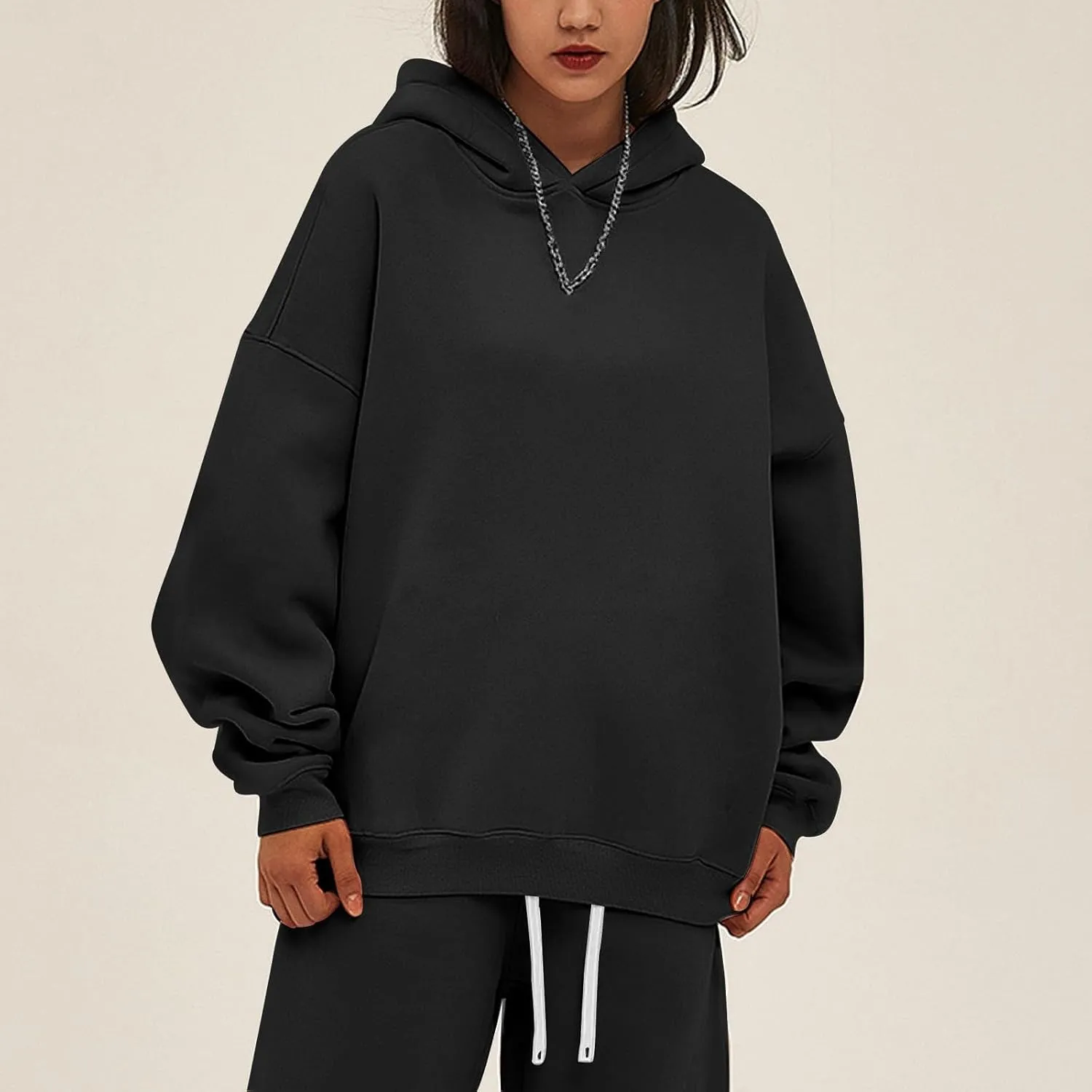 Womens Oversized Hoodies Pullover Comfy Fleece Lined Hooded Sweatshirts Drop Shoulder Winter Sweaters Y2k Hoodie