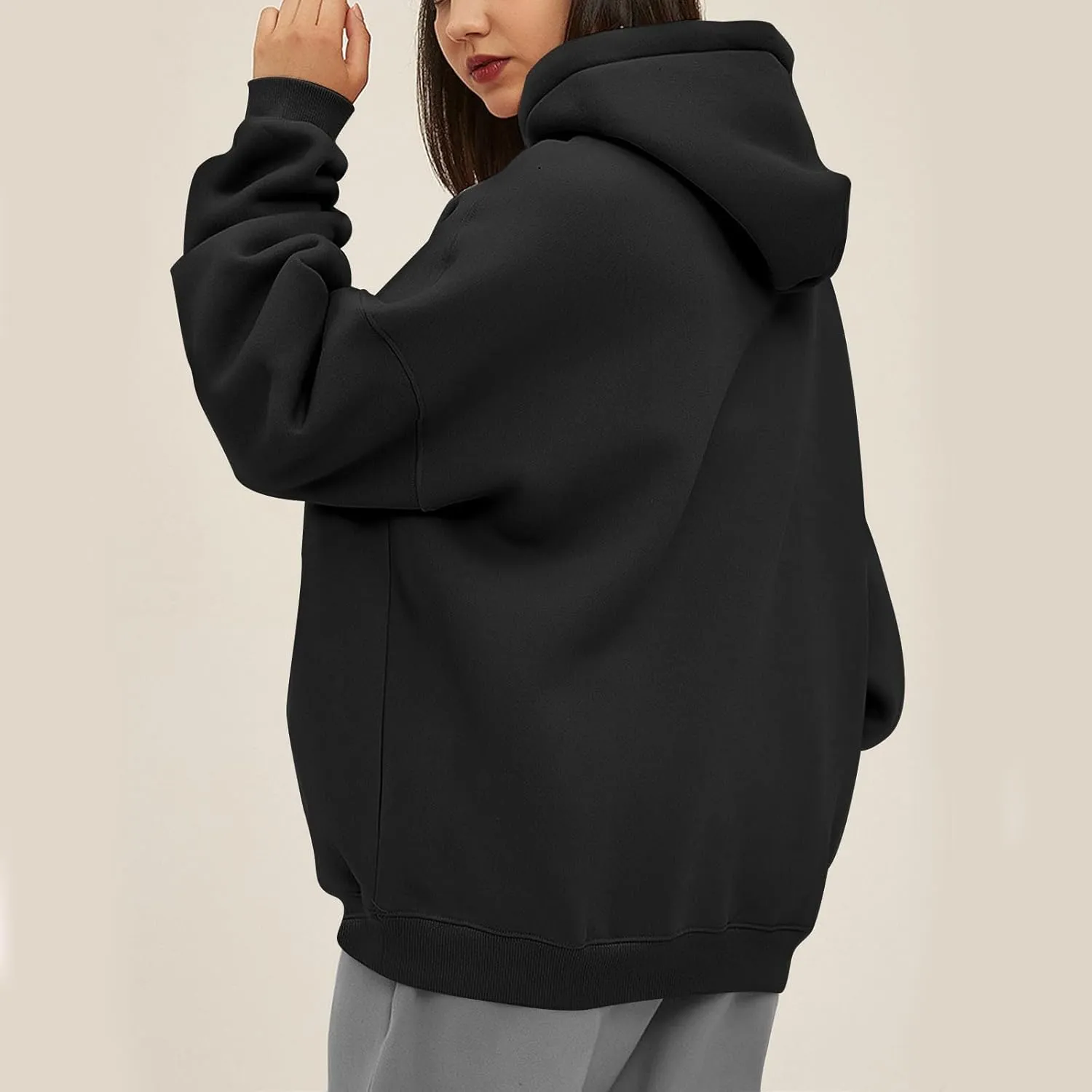 Womens Oversized Hoodies Pullover Comfy Fleece Lined Hooded Sweatshirts Drop Shoulder Winter Sweaters Y2k Hoodie