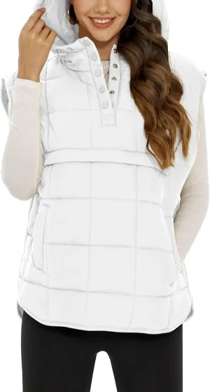 Womens Oversized Pullover Puffer Jacket Long Sleeve Hooded Quilted Dolman Hoodies Lightweight Packable Coat