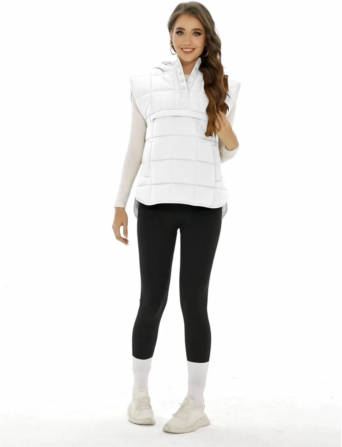 Womens Oversized Pullover Puffer Jacket Long Sleeve Hooded Quilted Dolman Hoodies Lightweight Packable Coat