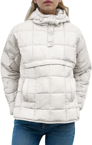 Womens Oversized Pullover Puffer Jacket Long Sleeve Hooded Quilted Dolman Hoodies Lightweight Packable Coat