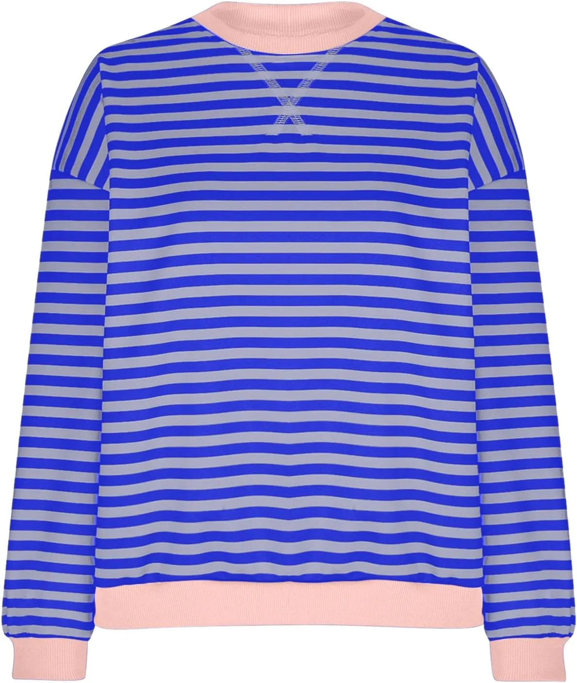 Women's Oversized Sweatshirts 2024 Fall y2k Clothes Casual Striped Pullover Tops Long Sleeve Crewneck Shirts