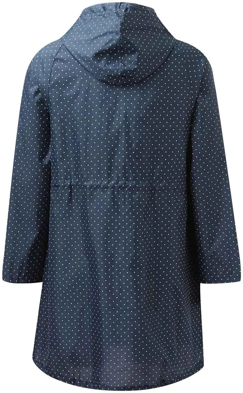 Womens Packable Rain Jacket Waterproof Long Trench Coats with Hood Polka Dot Hooded Raincoat Lightweight Windbreaker