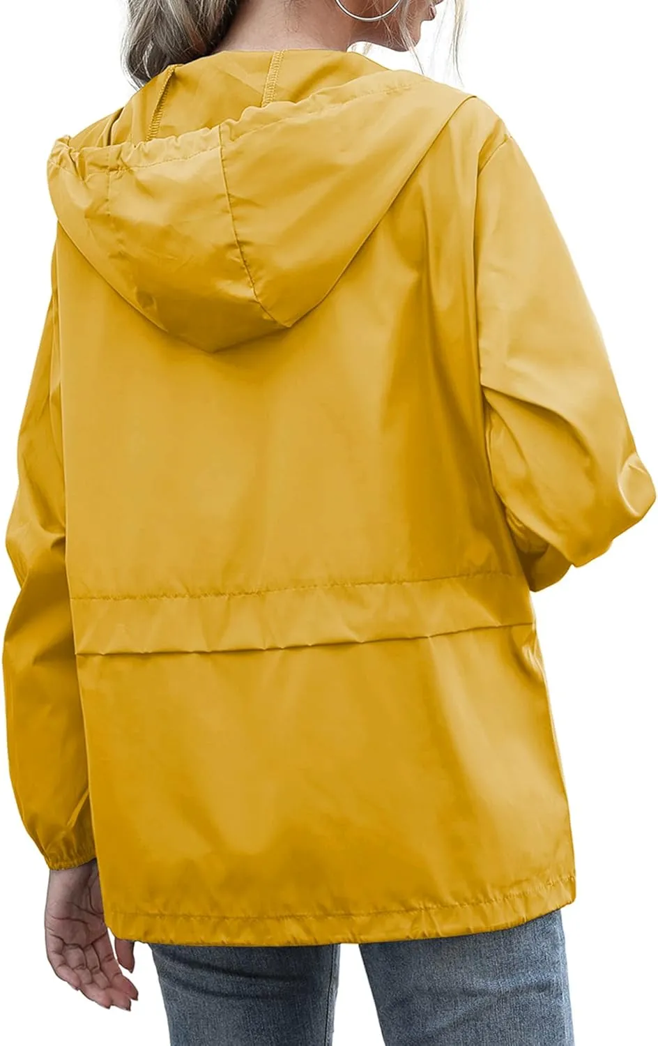 Women's Raincoats Lightweight Waterproof Windproof Adjustable Windbreaker Rain Jackets Hooded with Pockets S-XXL