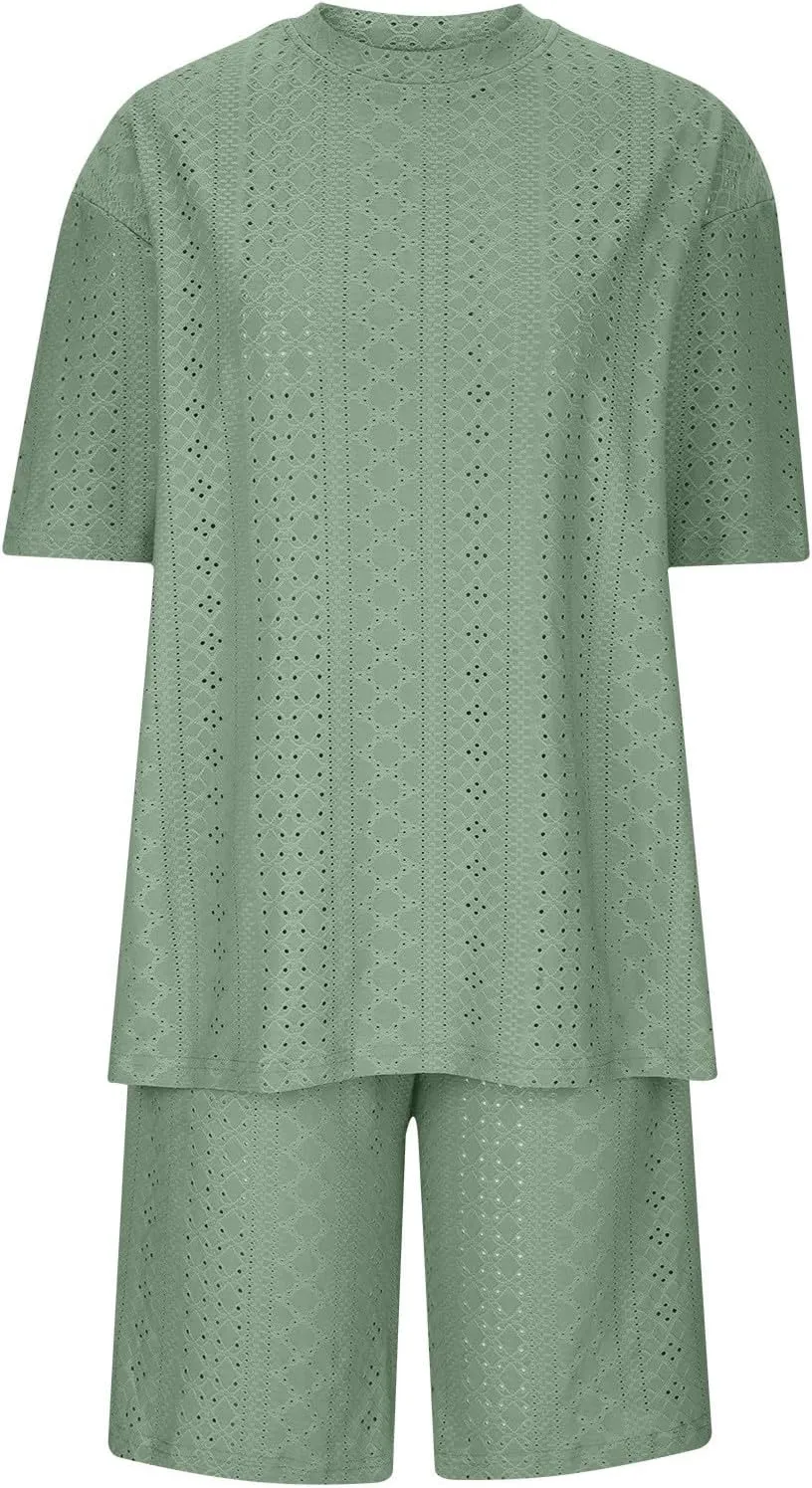 Womens Summer Beach Vacation Outfits 2024 2 Piece Short Set Oversized Tshirt Bermuda Shorts Matching Lounge Sets