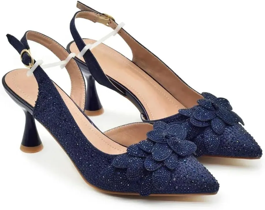 WomenS Super High Heel Wedding Shoes and Bag Set Pointed Toe Slingbacks Pumps with Matching Luxury Clutch
