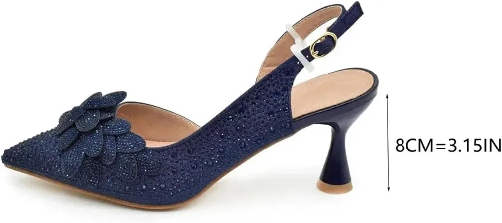 WomenS Super High Heel Wedding Shoes and Bag Set Pointed Toe Slingbacks Pumps with Matching Luxury Clutch