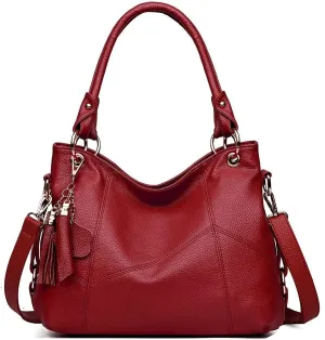 Women's Tote Shoulder Bag Handbag Purses Satchel Shoulder Bags Handle Bag Leather tassel (Brown)