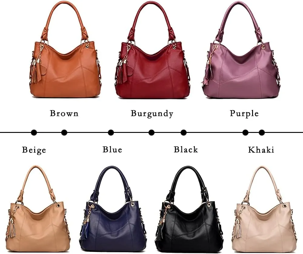 Women's Tote Shoulder Bag Handbag Purses Satchel Shoulder Bags Handle Bag Leather tassel (Brown)