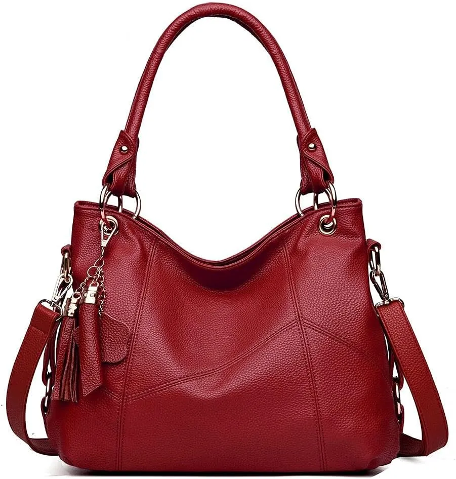 Women's Tote Shoulder Bag Handbag Purses Satchel Shoulder Bags Handle Bag Leather tassel (Brown)