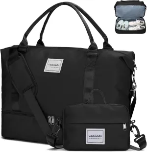 WOOMADA Weekender Overnight Bag for Women, Shoulder Travel Duffel with Shoes Compartment,Gym Bag with Toiletry Bag