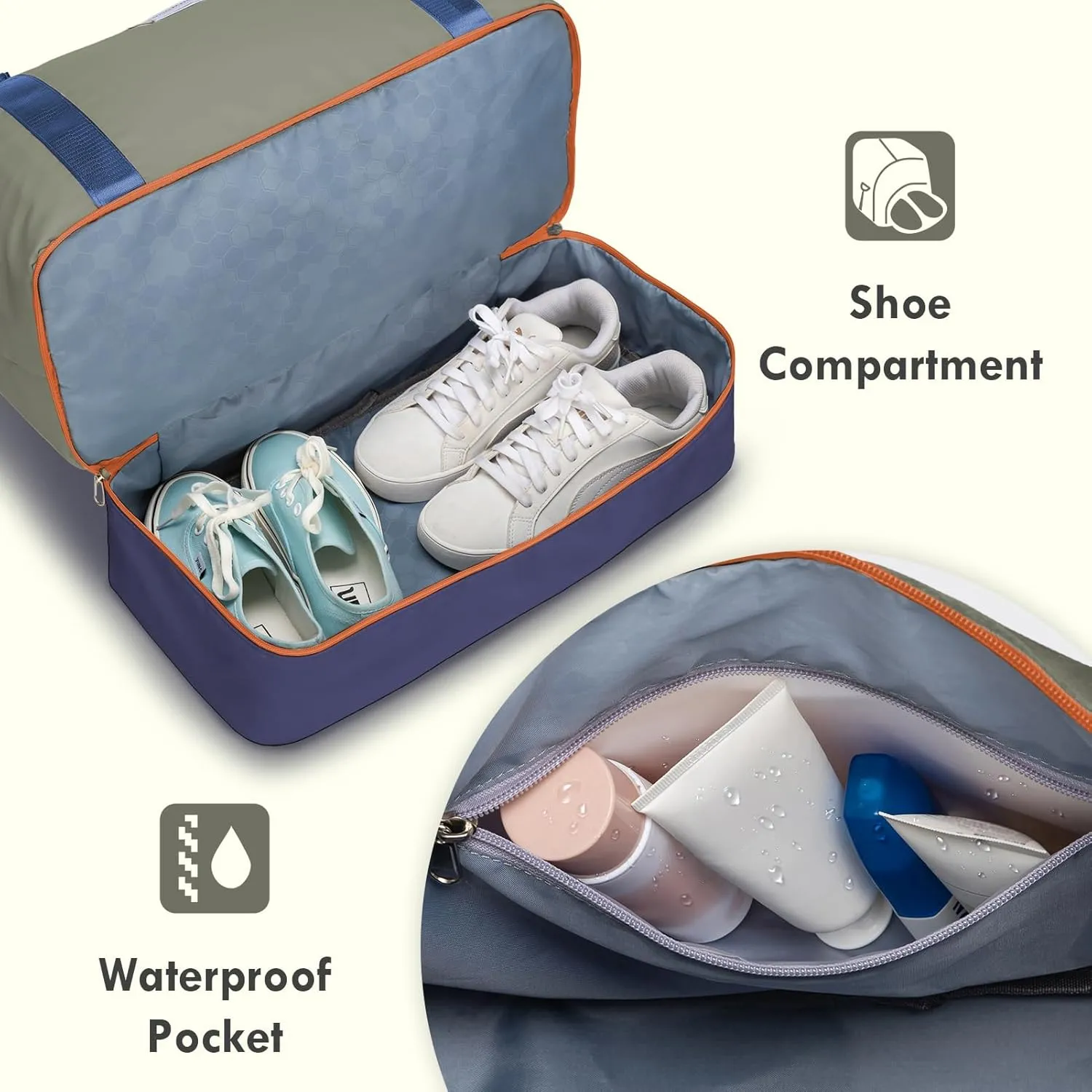 WOOMADA Weekender Overnight Bag for Women, Shoulder Travel Duffel with Shoes Compartment,Gym Bag with Toiletry Bag
